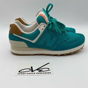 New Balance Womens NB 574 Aqua Teal Blue Suede